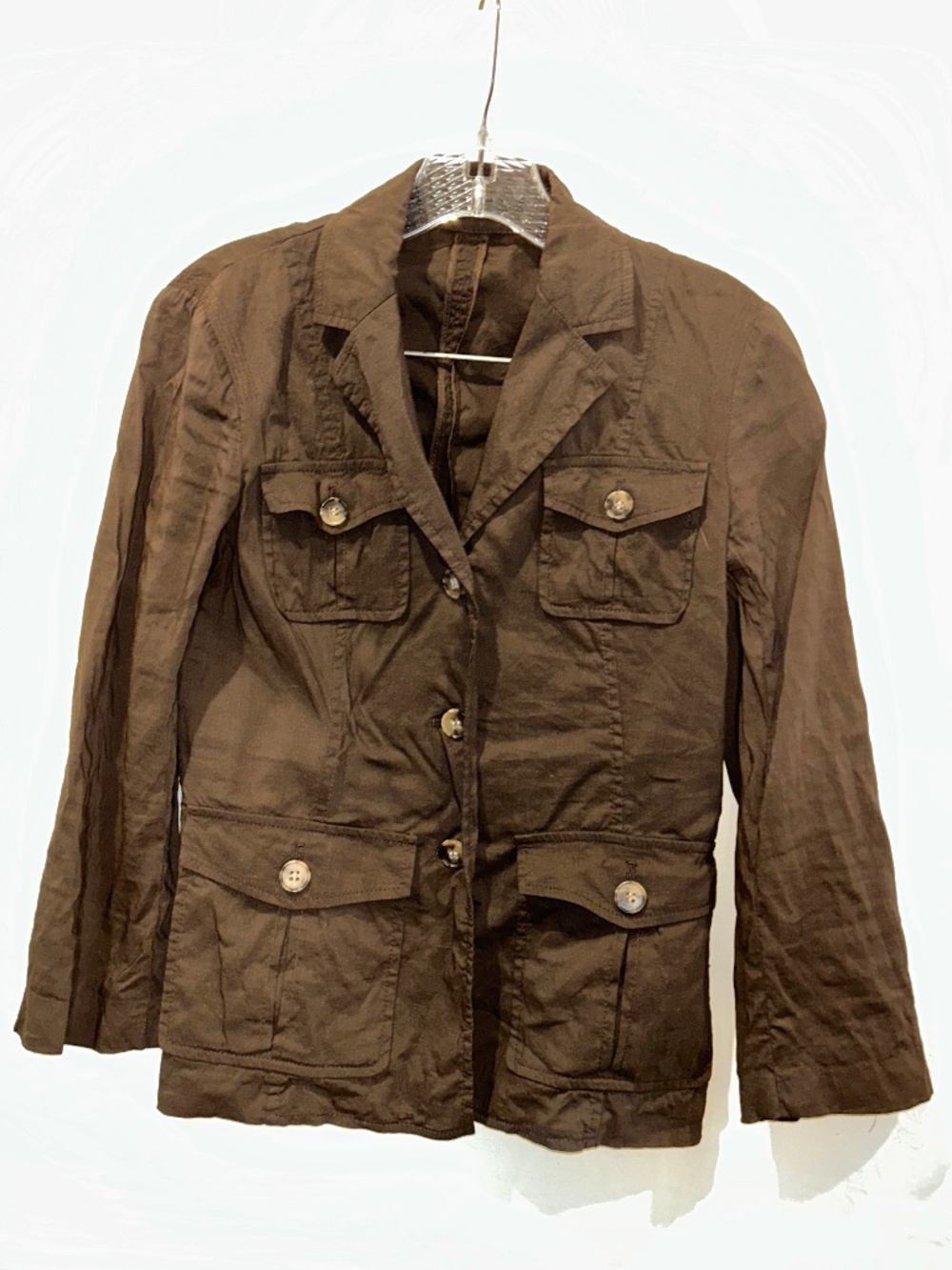 theory chocolate brown safari blazer jacket 0